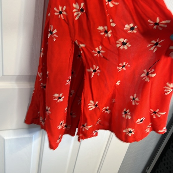 Faithfull the Brand x Anthropologie Riviera Bright Red Floral Wrap Dress XS - Picture 9 of 13
